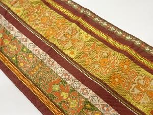 本場筑前博多縞に抽象模様織出し名古屋帯